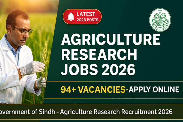 Directorate General Agriculture Research Sindh Jobs 2026 – Apply Online for 94+ Vacancies