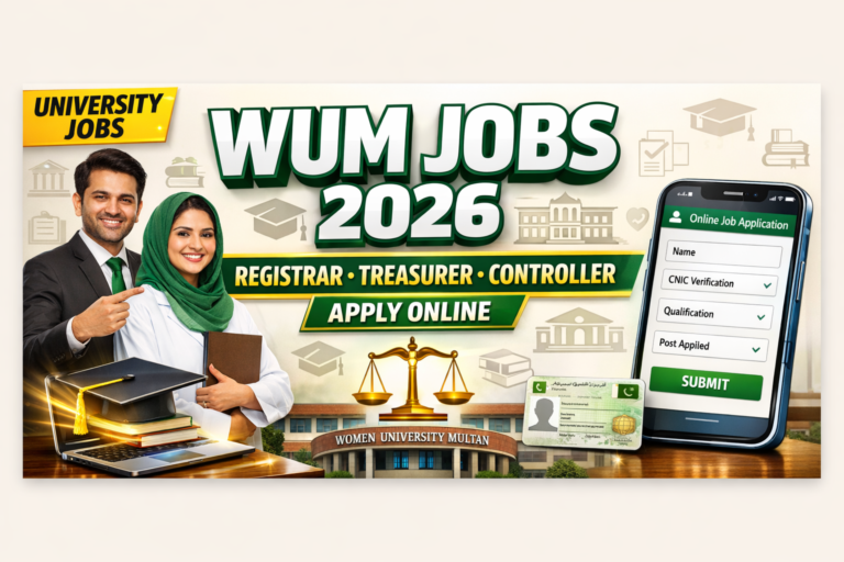 Women University Multan Jobs 2026 – Apply Online for Registrar, Treasurer & Controller Posts